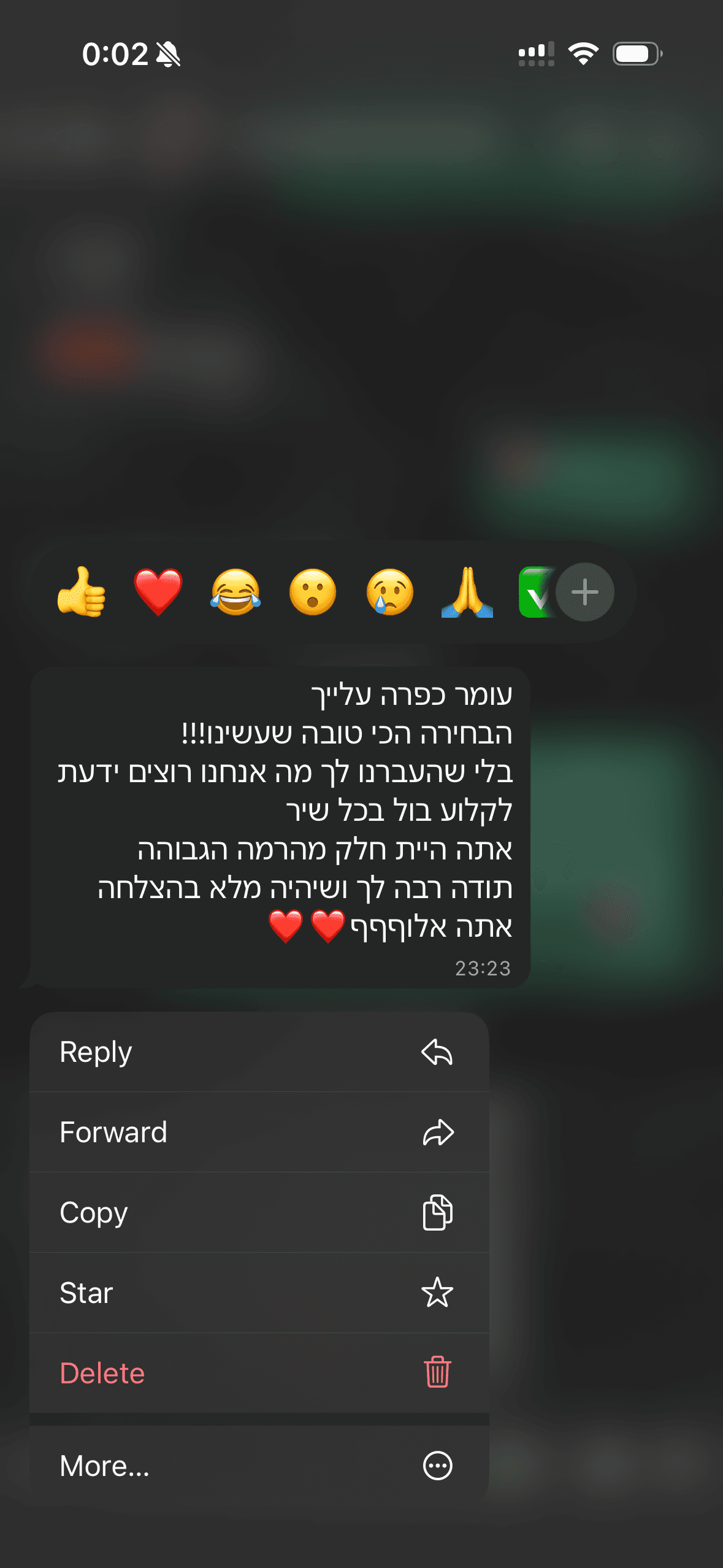 הודעת וואטסאפ - המלצה 1